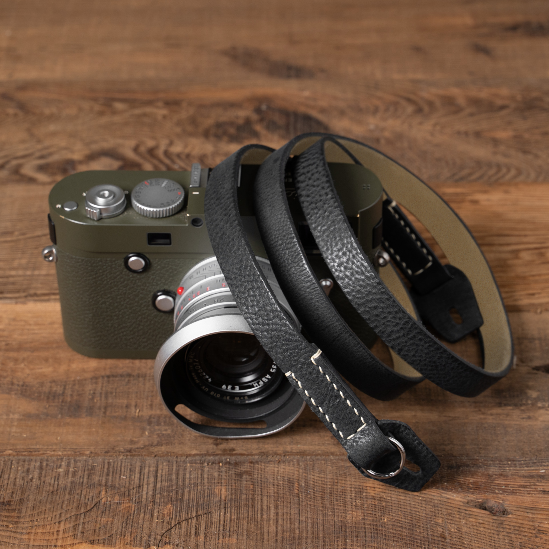 Full Leather Camera Neck Strap 000 (Cura Split Rings)